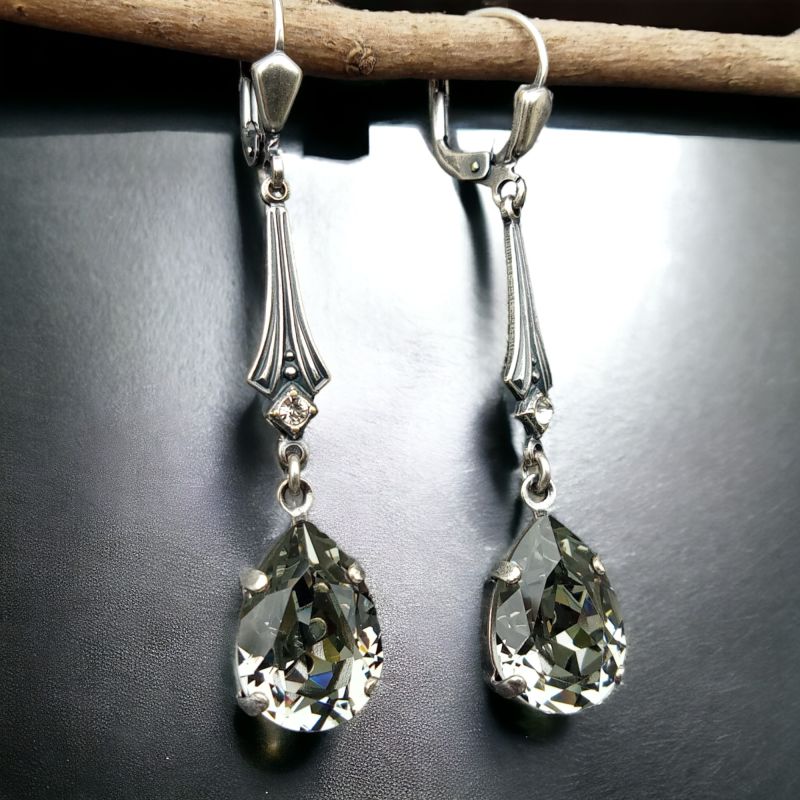 EVER FAITH Damen Ohrringe – Strass Tropfen Ohrhänger, Silberfarben, 6 Cm, Für Hochzeit & Abend