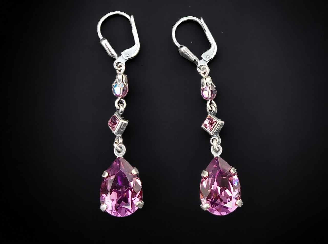 EVER FAITH Damen Ohrringe – Strass Tropfen Ohrhänger, Silberfarben, 6 Cm, Für Hochzeit & Abend