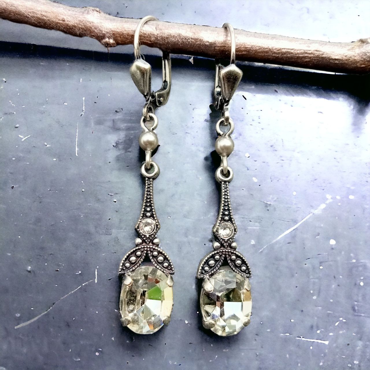 925 Silber Ohrringe Mit Kristall-Barocktropfen – In 4 Farben Erhältlich (Crystal, Aquamarin, Golden Shadow, Aurora)