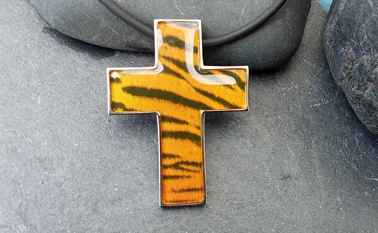 Tigerkopf Halskette Für Männer - Anhänger Aus Tigerauge Oder Obsidian, Verstellbar 40-72 Cm